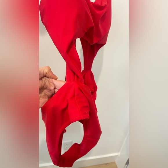 Bondi Suit, Size XL, Red 1 Piece Bathing Suit, cut out front & Back - Picture 3 of 5